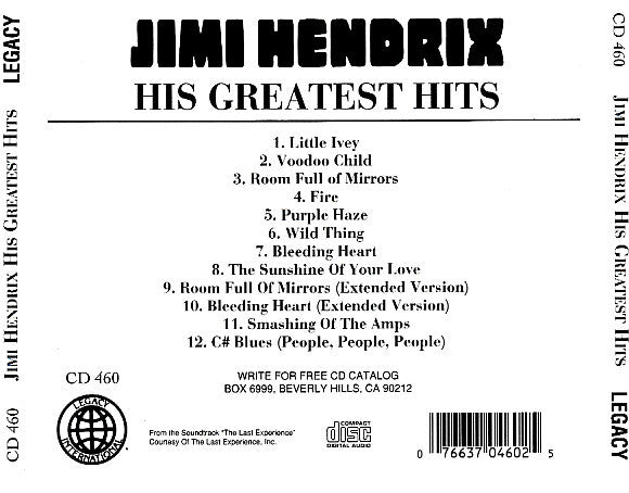 Jimi Hendrix : His Greatest Hits (CD, Comp, RE)