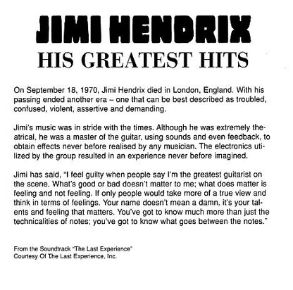 Jimi Hendrix : His Greatest Hits (CD, Comp, RE)