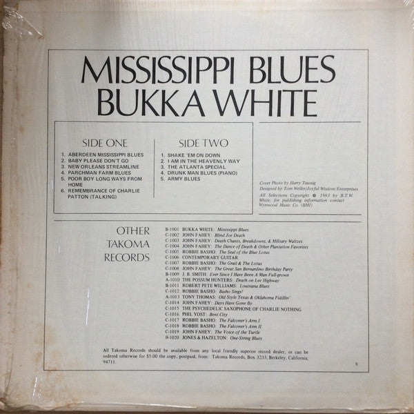 Bukka White : Mississippi Blues (LP, Album, Mono, RE, Ora)
