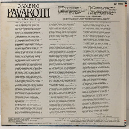 Luciano Pavarotti : O Sole Mio Favorite Neapolitan Songs (LP, Comp)