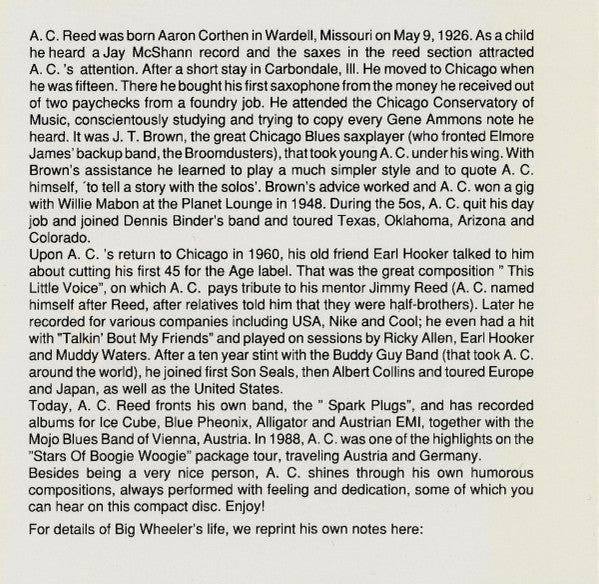 A.C. Reed / Big Wheeler* : Chicago Blues Session Volume 14 (CD, Album)