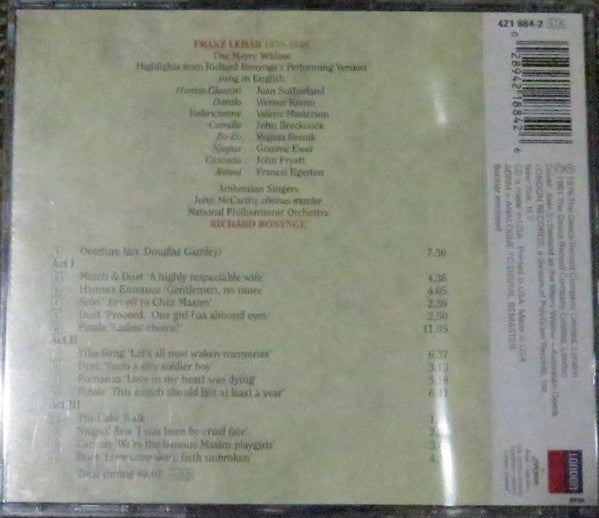 Franz Lehár, Joan Sutherland : The Merry Widow - Highlights (CD, RE)