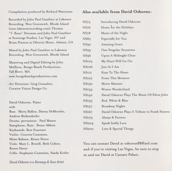 David Osborne (6) : Moonlight & Love Songs (Classic Favorites From The 30's To The 50's) (CD, Comp)