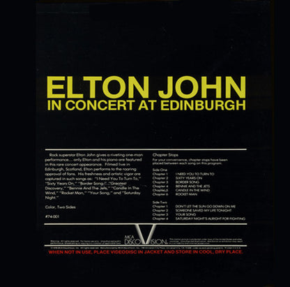 Elton John : In Concert At Edinburgh (Laserdisc, 12", Mono, NTSC, CAV)