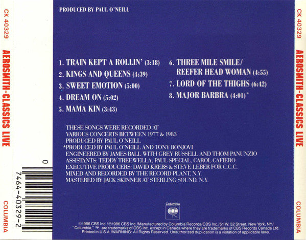 Aerosmith : Classics Live! (CD, Album, RE)