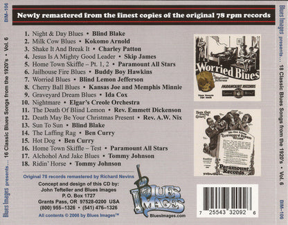 Various : 18 Classic Blues Songs From The 1920's: Vol. 6 (CD, Comp, RM)