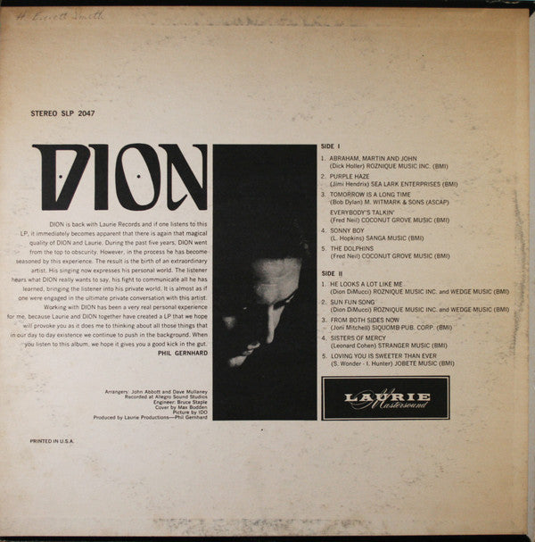 Dion (3) : Dion (LP, Album, Roc)