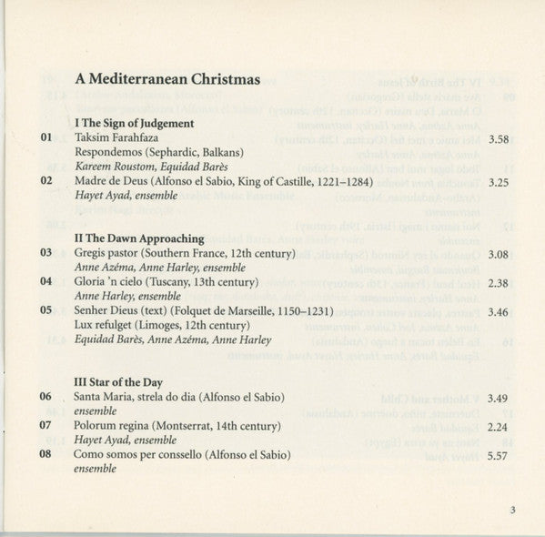 Boston Camerata, Sharq Arabic Music Ensemble, Joel Cohen, Karim Nagi : A Mediterranean Christmas (CD, Album)