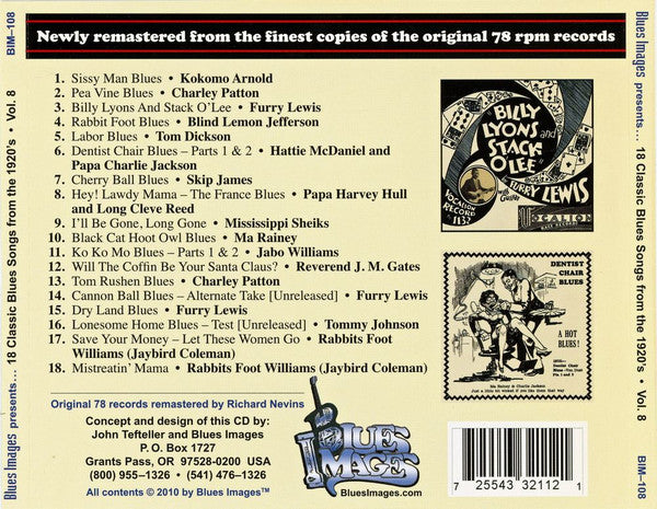 Various : 18 Classic Blues Songs From The 1920's: Vol. 8 (CD, Comp, RM)