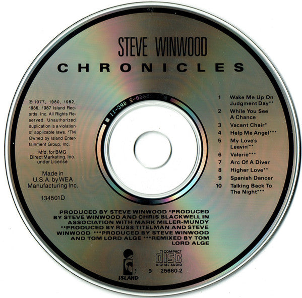 Steve Winwood : Chronicles (CD, Comp, Club, SRC)