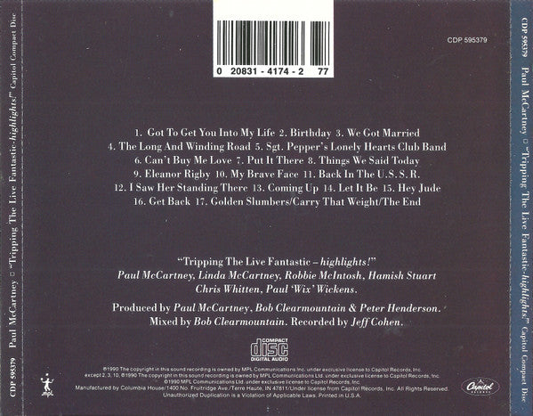 Paul McCartney : Tripping The Live Fantastic - Highlights (CD, Album, Club)