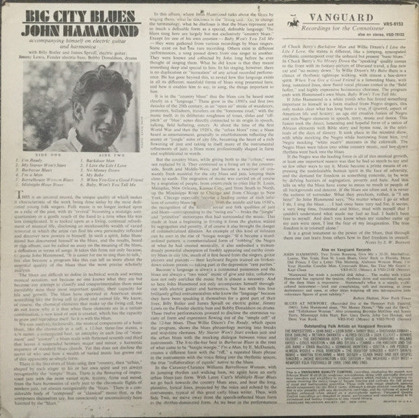 John Hammond* : Big City Blues (LP, Album, Mono)