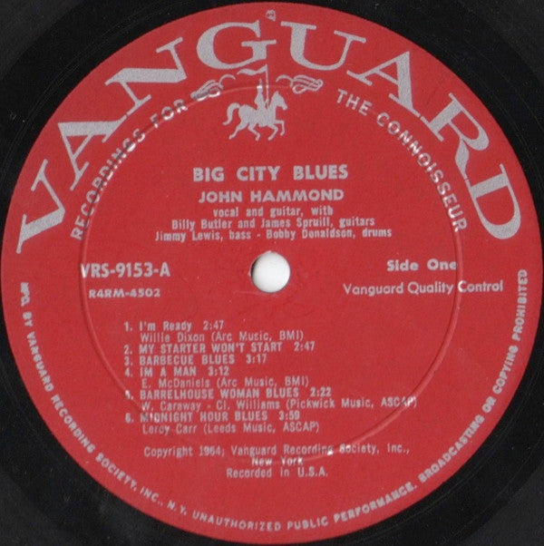John Hammond* : Big City Blues (LP, Album, Mono)