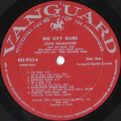 John Hammond* : Big City Blues (LP, Album, Mono)