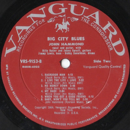 John Hammond* : Big City Blues (LP, Album, Mono)