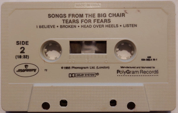 Tears For Fears : Songs From The Big Chair (Cass, Album, 72,)