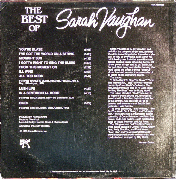 洋楽 Sarah Vaughan Best Album Amazon.com: The Best of Sarah Vaughan: 20th Century Masters