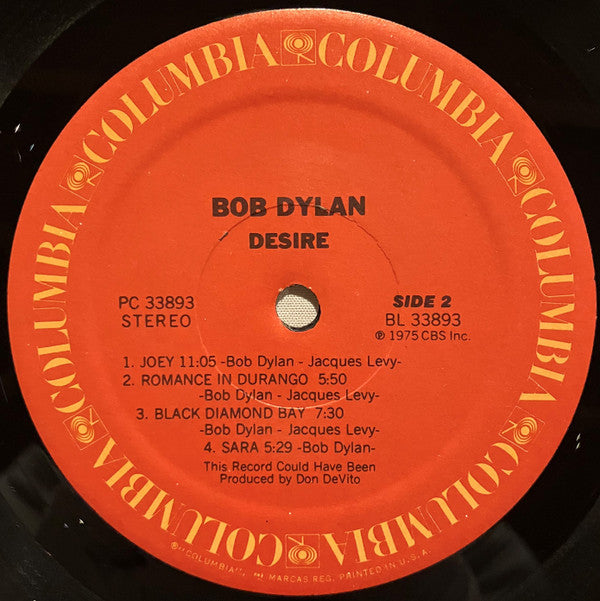 Bob Dylan : Desire (LP, Album, Ter)