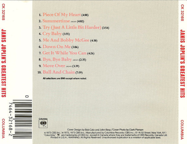 Buy Janis Joplin : Janis Joplin's Greatest Hits (CD, Comp, RE, RP