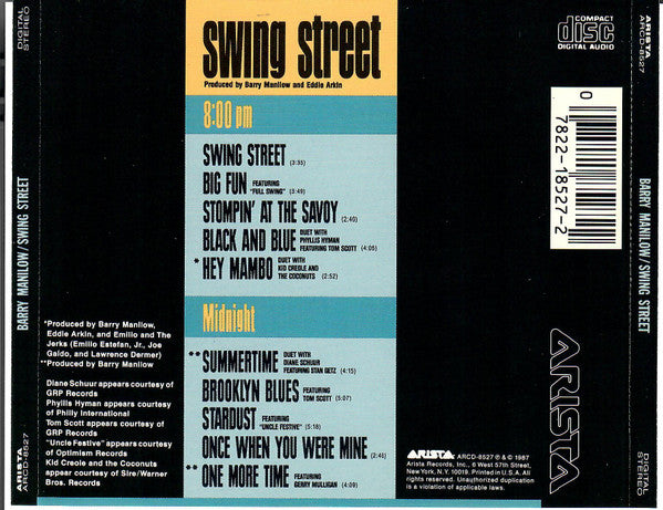 Barry Manilow : Swing Street (CD, Album)