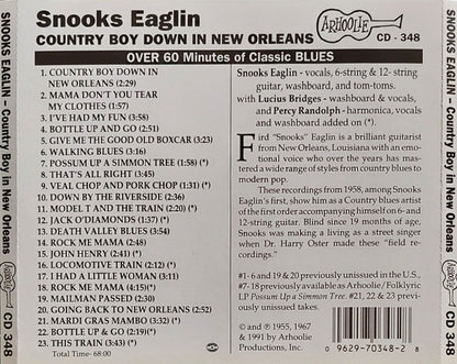 Snooks Eaglin : Country Boy Down In New Orleans (CD, Comp)