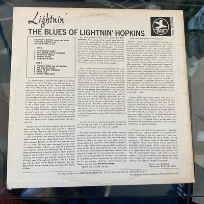 Lightnin' Hopkins : Lightnin' (The Blues of Lightnin' Hopkins) (LP, RM)