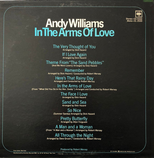 Andy Williams : In The Arms Of Love (LP, Album, Pit)