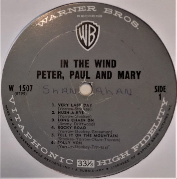 Peter, Paul And Mary* : In The Wind (LP, Album, Mono, Pit)
