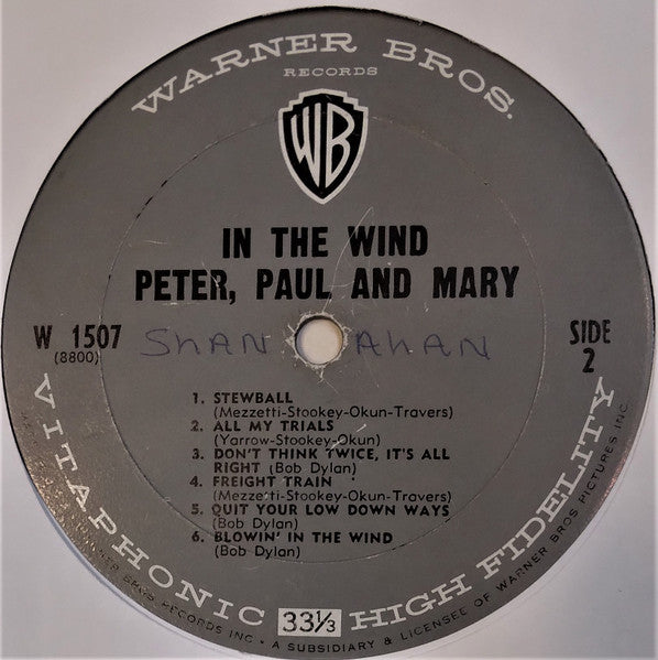 Peter, Paul And Mary* : In The Wind (LP, Album, Mono, Pit)