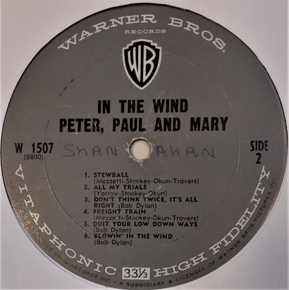 Peter, Paul And Mary* : In The Wind (LP, Album, Mono, Pit)