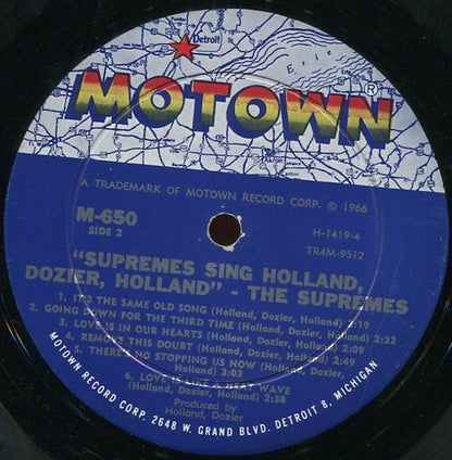 The Supremes : The Supremes Sing Holland-Dozier-Holland (LP, Album, Mono, RCA)