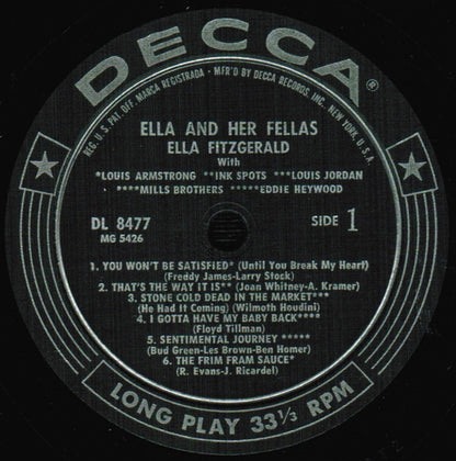 Ella Fitzgerald : Ella And Her Fellas (LP, Album, Mono, Glo)