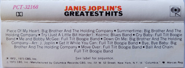 Janis Joplin : Janis Joplin's Greatest Hits (Cass, Comp, RE, Dol)