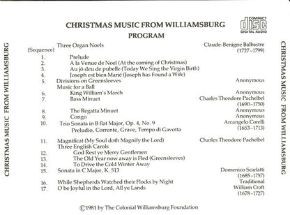 Various : Christmas Music From Williamsburg (CD, RM)