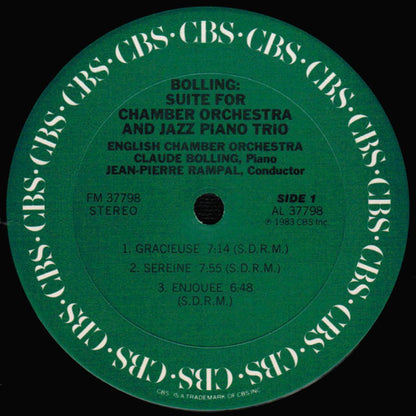Claude Bolling - English Chamber Orchestra - Jean-Pierre Rampal : Suite For Chamber Orchestra And Jazz Piano Trio (LP, Album, Pit)