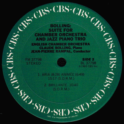 Claude Bolling - English Chamber Orchestra - Jean-Pierre Rampal : Suite For Chamber Orchestra And Jazz Piano Trio (LP, Album, Pit)