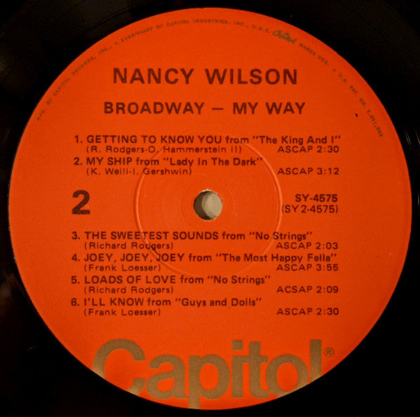 Nancy Wilson : Broadway - My Way (LP, Album, RE)