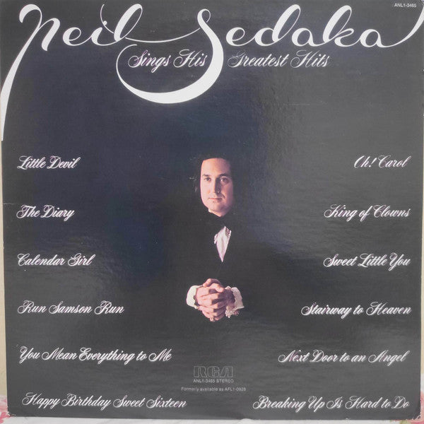 Neil Sedaka : Neil Sedaka Sings His Greatest Hits (LP, Comp, RE)