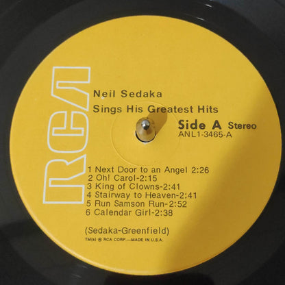 Neil Sedaka : Neil Sedaka Sings His Greatest Hits (LP, Comp, RE)