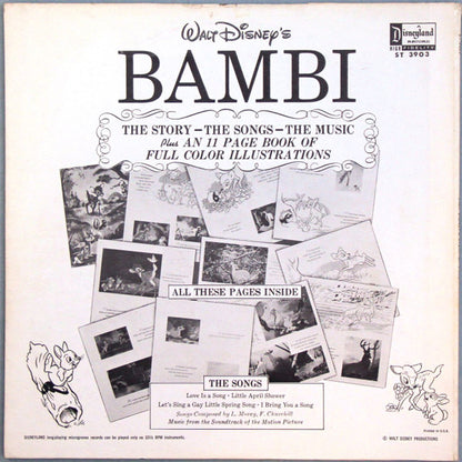 L. Morey*, F. Churchill* : Walt Disney's Story Of Bambi (LP, Album, Mono, RE, RP, Gat)