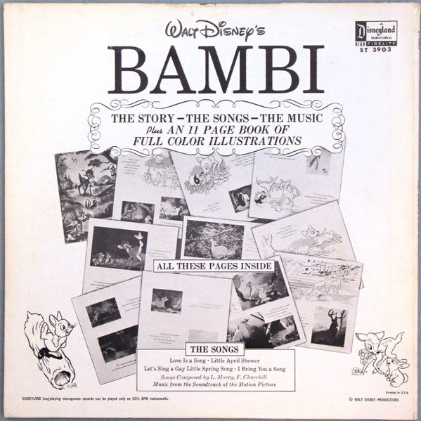 L. Morey*, F. Churchill* : Walt Disney's Story Of Bambi (LP, Album, Mono, RE, RP, Gat)