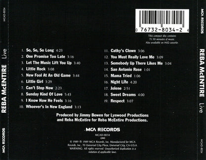 Reba McEntire : Live (CD, Album, Club, RE)