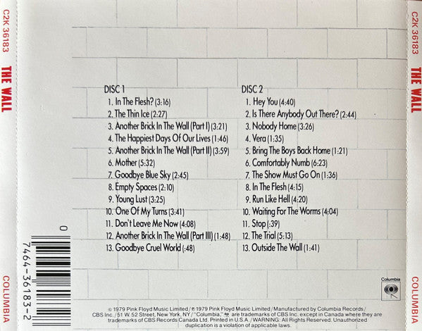 Pink Floyd : The Wall (2xCD, Album, RE)