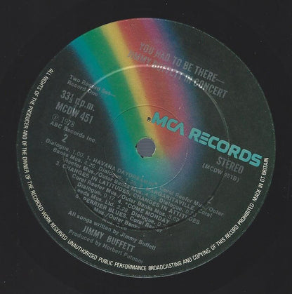 Jimmy Buffett : "You Had To Be There" Recorded Live (2xLP, Gat)