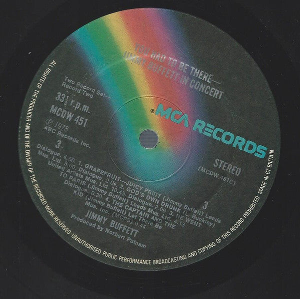 Jimmy Buffett : "You Had To Be There" Recorded Live (2xLP, Gat)