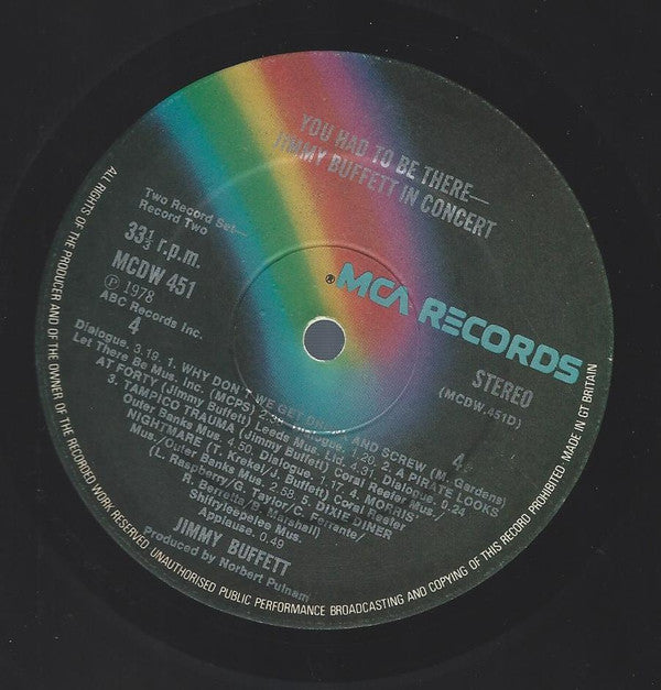 Jimmy Buffett : "You Had To Be There" Recorded Live (2xLP, Gat)