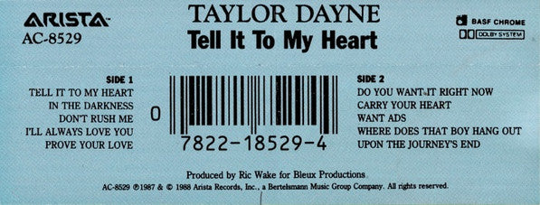 Taylor Dayne : Tell It To My Heart (Cass, Album, RE, Chr)