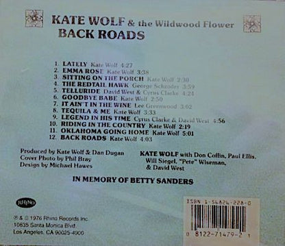 Kate Wolf & The Wildwood Flower : Back Roads (CD, Album, RE)