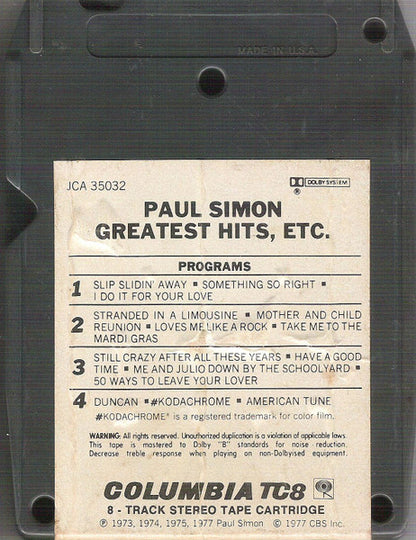 Paul Simon : Greatest Hits, Etc. (8-Trk, Comp)