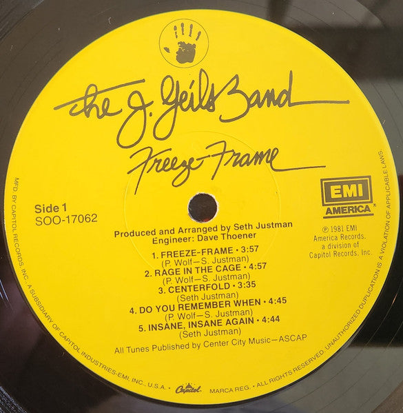 The J. Geils Band : Freeze-Frame (LP, Album, Los)